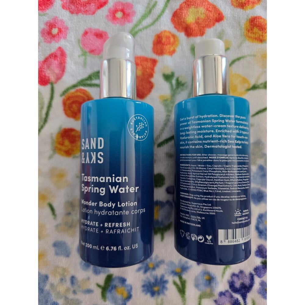 NEW Sand & Sky Tasmanian Spring Water Wonder Body Lotion Hydrate & Refresh